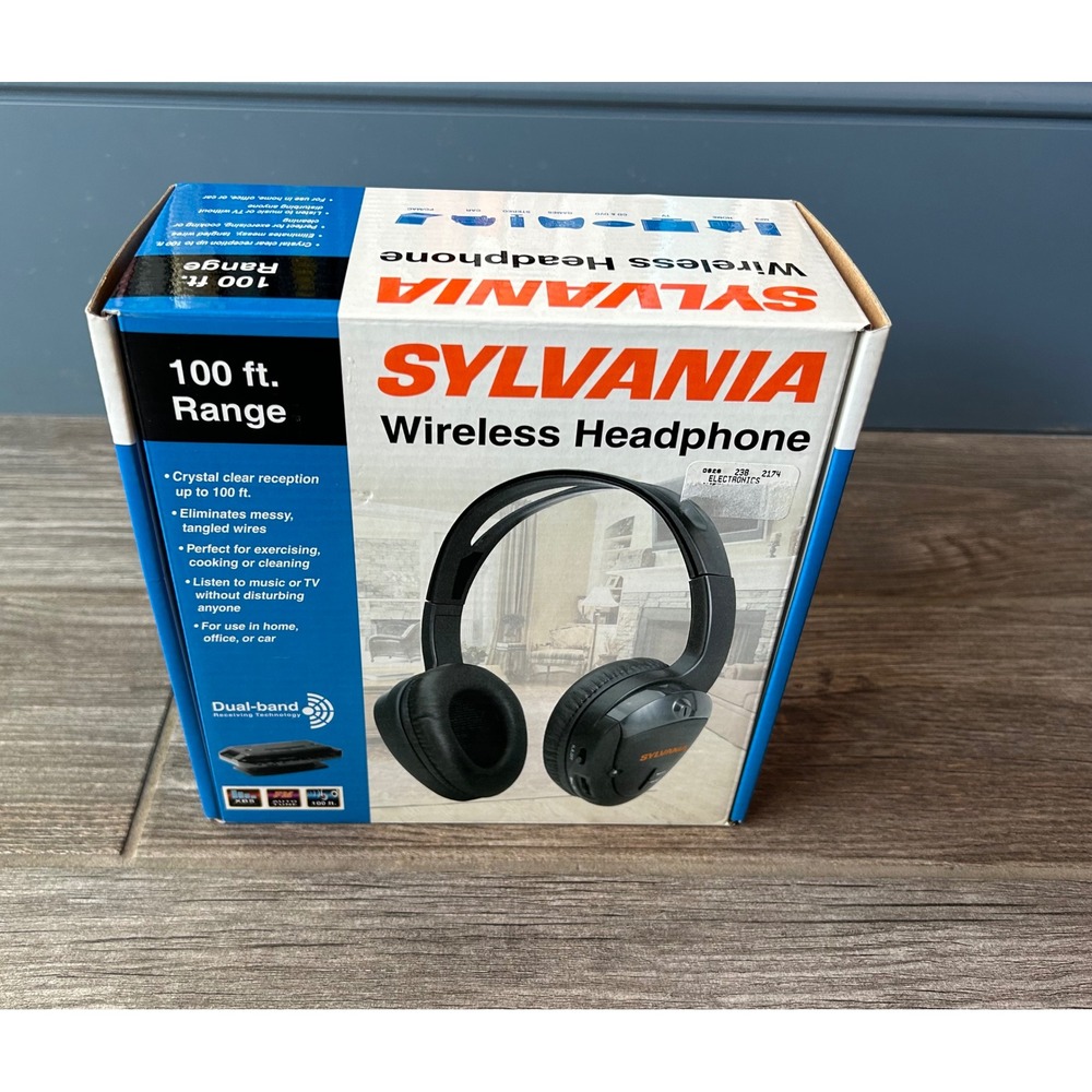 Sylvania‎ Wireless Headphone SYL-WH930GB Black Over-Ear 100ft Range FM Radio NEW